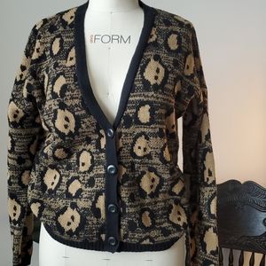 Button up cheetah print sweater